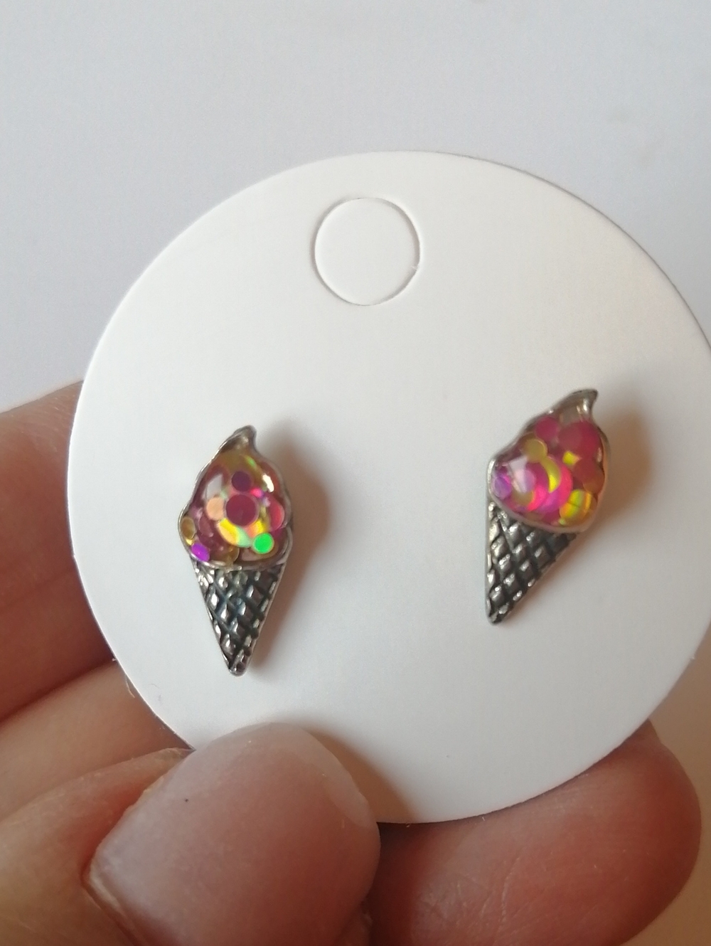 🔥3/$20🔥Ice Cream Cone Stud Earrings in Pink and Yellow
